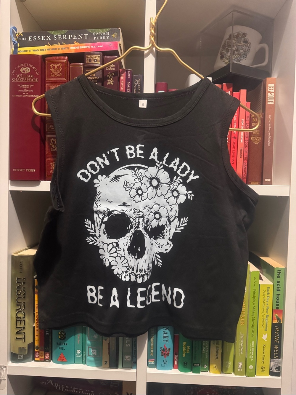 Graphic Skull Tank Top - Don't Be A Lady Be A Legend - Black